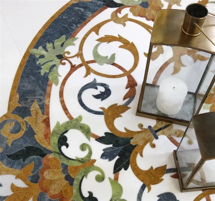 Decoración de piso de mármol medallón