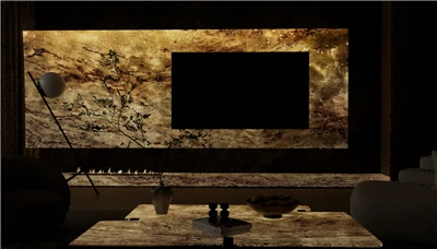Muro de piedra iluminado